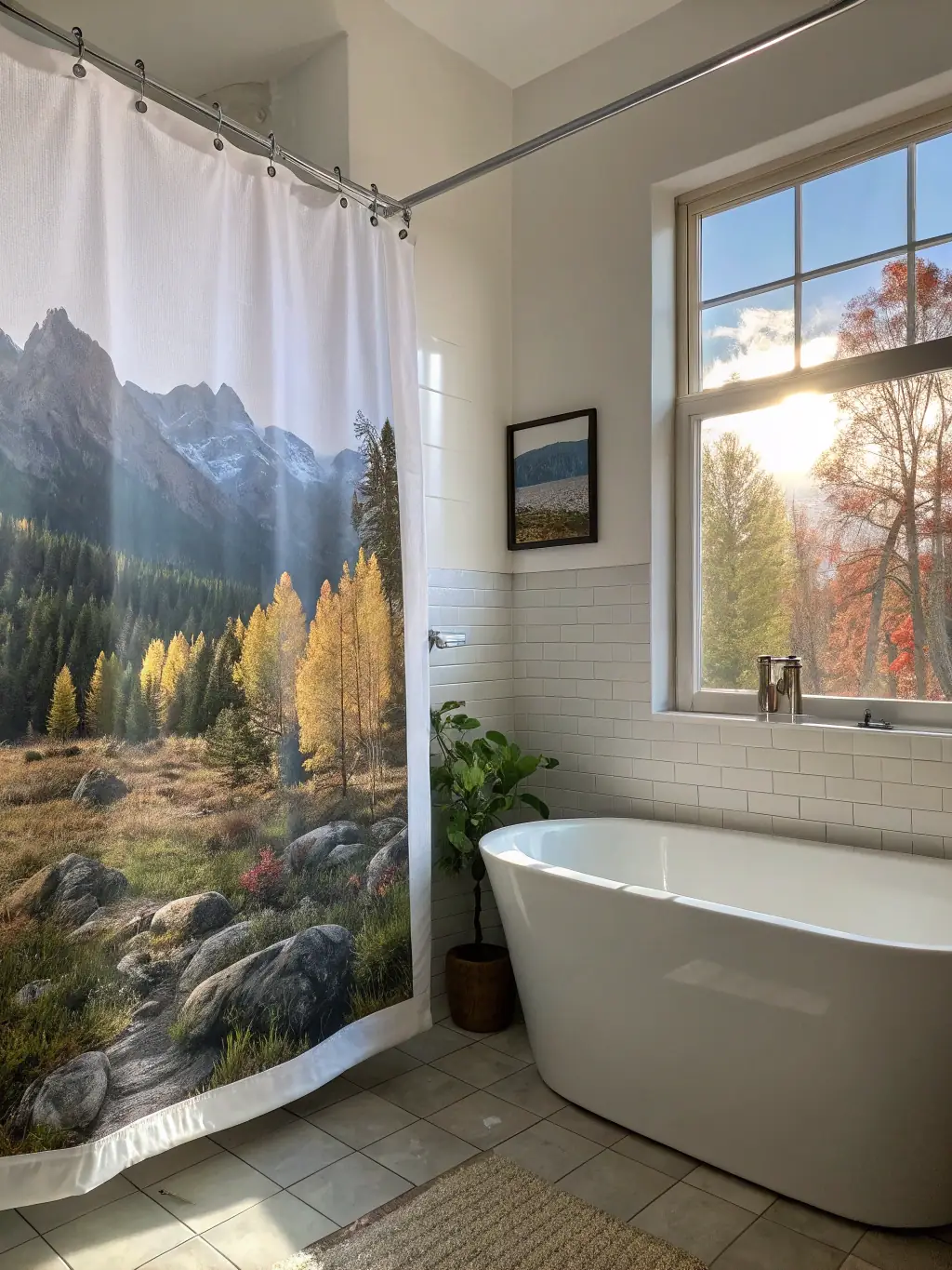 A high-quality image of a recently completed custom shower with unique tile designs, showcasing the company's expertise and design capabilities.